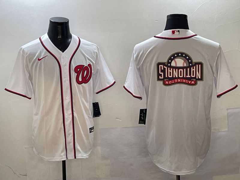 Men Washington Nationals Blank White Game 2025 Nike MLB Jersey style 2